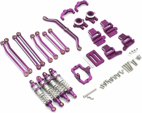 RC Car Parts for JJRC for C8801 C8809 for Aoxing for AX-8560 for Traxxas for TRX-4M 1/18 RC Remote Control Car Metal Parts Shock Absorber Pull Rod Steering Rod Set(Purple)