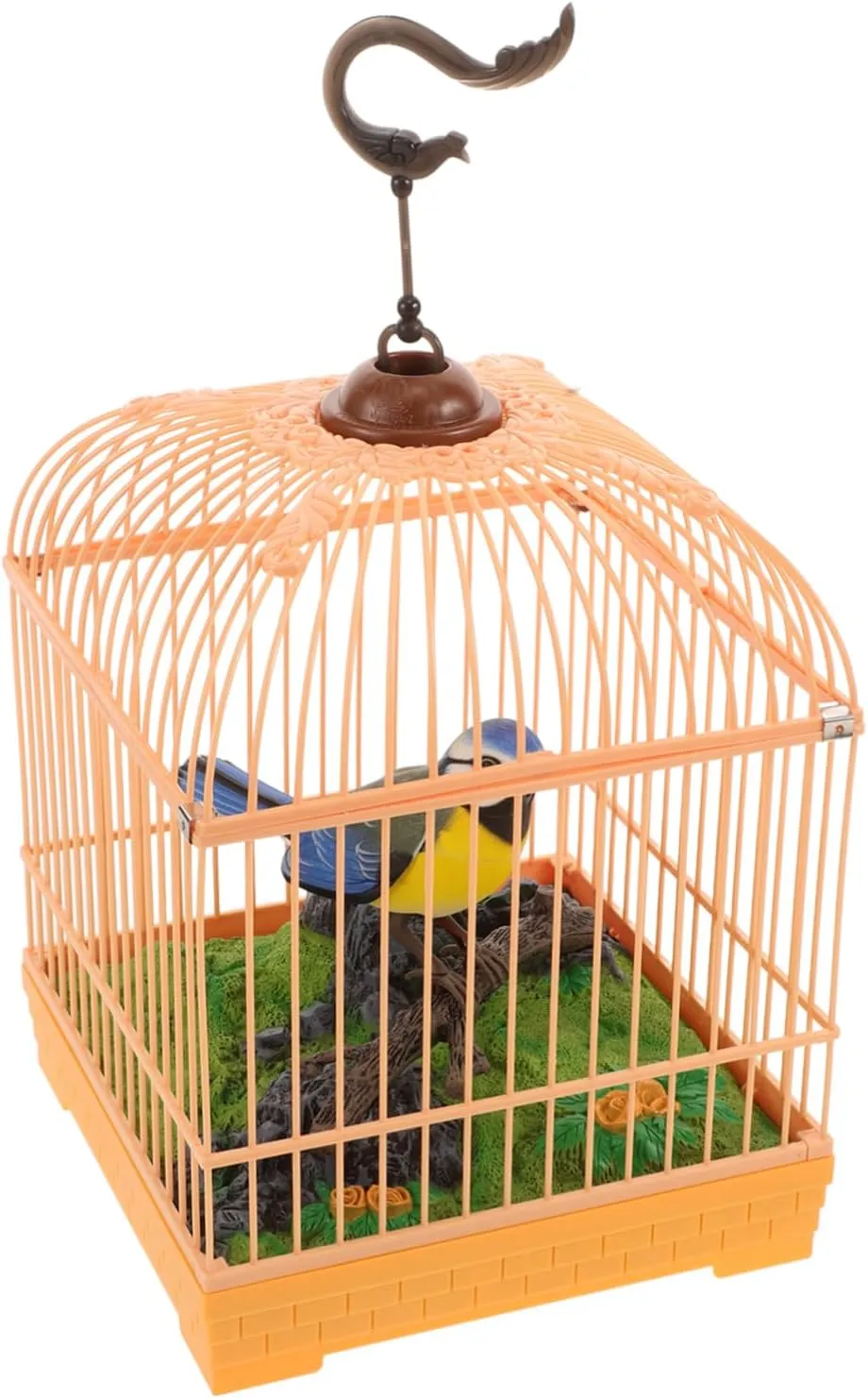 Realistic Sound Activated Animated Bird in Cage Toy Interactive Chirping Pet Model Portable Decorative Birdcage Engaging Entertainment for Home Decor and Fun