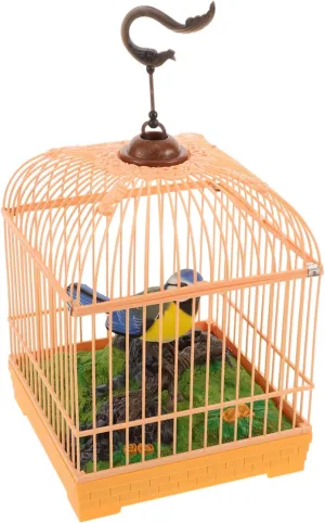 Realistic Sound Activated Animated Bird in Cage Toy Interactive Chirping Pet Model Portable Decorative Birdcage Engaging Entertainment for Home Decor and Fun