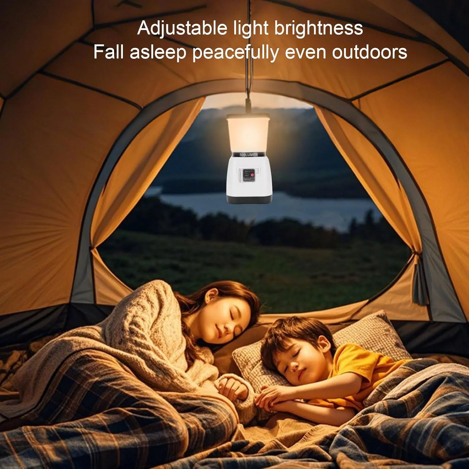Rechargeable Camping Lantern, Hand Cranked Generating Electricity, Survival Light, Portable Tent Lights, Electric LED Lantern for Camping & Emergency (White)