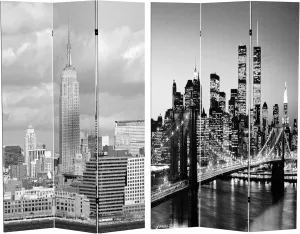 Red Lantern 6 ft. Tall Double Sided New York Scenes Room Divider, White