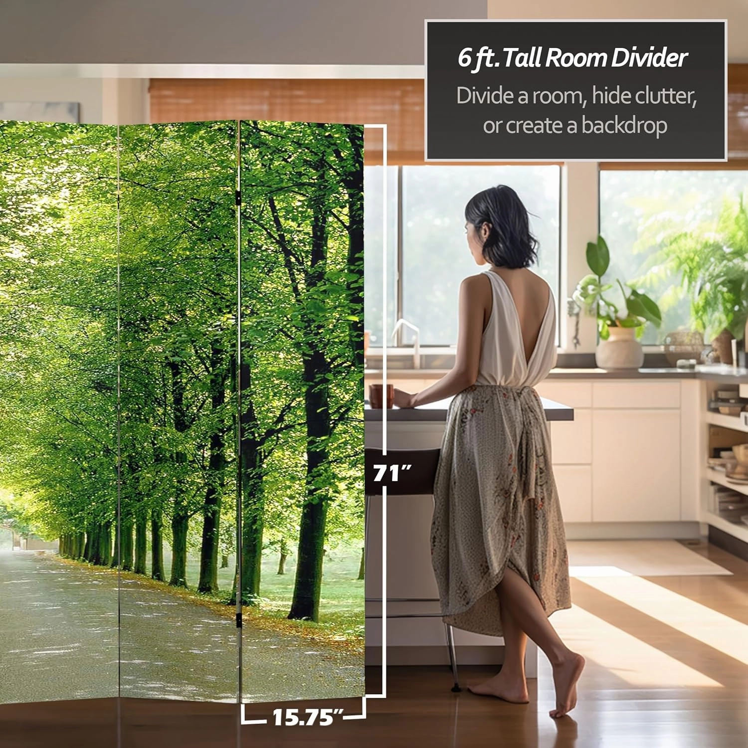 Red Lantern 6 ft. Tall Path of Life Room Divider, 6 Foot - 6 Panel, White