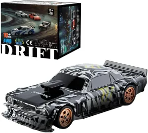 Remote Control 4WD Full Proportional Racing Drift Car Model, 1:43 Scale RC Mini Car Model with Lights and 2.4G Remote System, Perfect for Present, Ready to Run Version, Black White