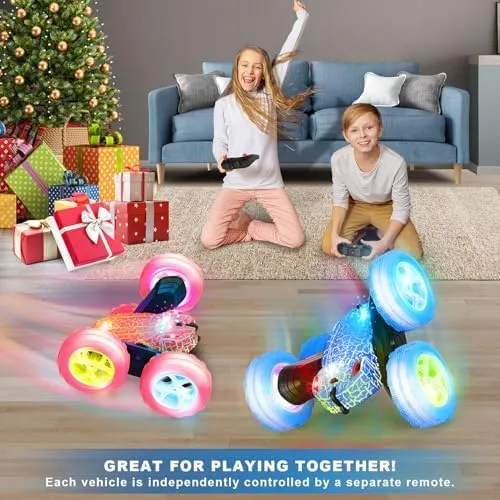 Remote Control Car, RC Cars Toys, 2.4GHz 4WD Fast RC Cars with Double Sided 360° Rotation Kids Toys Monster Truck Toys for Girls RC Truck Toy Cars for Boys