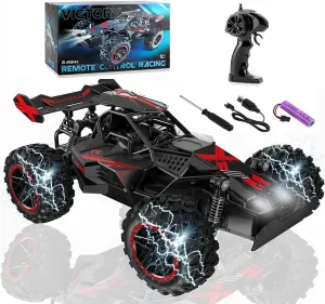 Remote Control Car Toys, RC Cars 1:18，2.4GHz 15KM/H，High Speed Off Road Monster Truck，4WD Dual Motors，with LED Headlights, for Boys Ages 6 