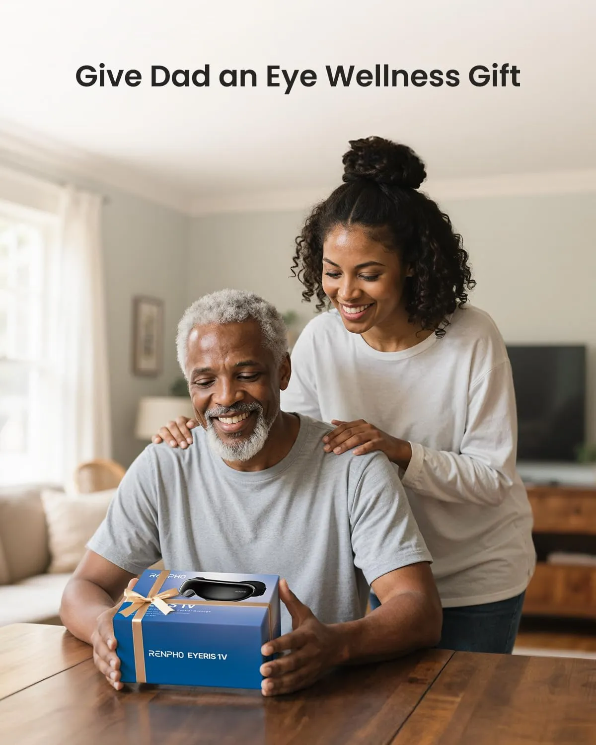 RENPHO Eye Massager with Voice, Heat, Fathers Day Birthday Gifts for Dad, Eyeris 1V Heated Eye Mask via Voice Control, FSA HSA Eligible Eye Care, Headache Massager for Migraines with Bluetooth Music