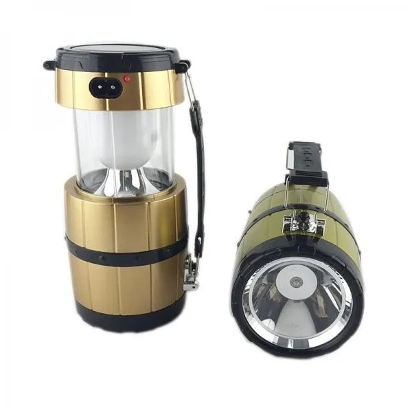 Retractable Camping Tent Solar Lantern Outdoor Portable Emergency LED Light Lamp Golden
