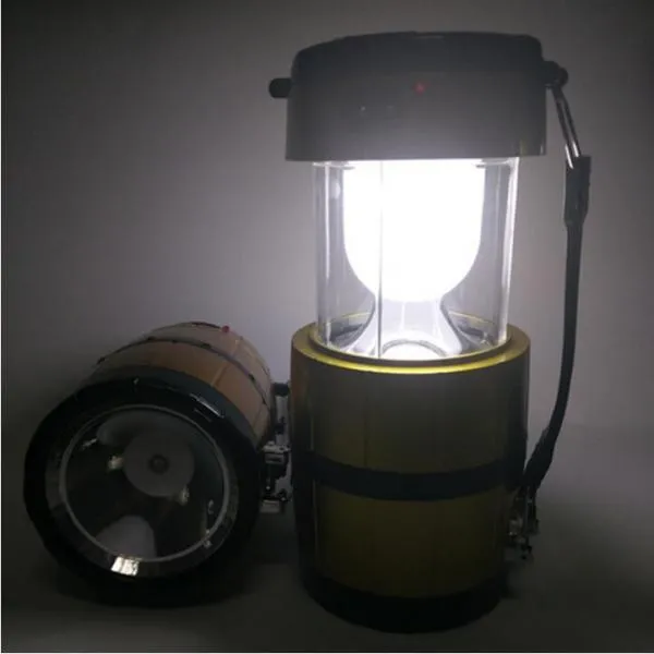 Retractable Camping Tent Solar Lantern Outdoor Portable Emergency LED Light Lamp Golden