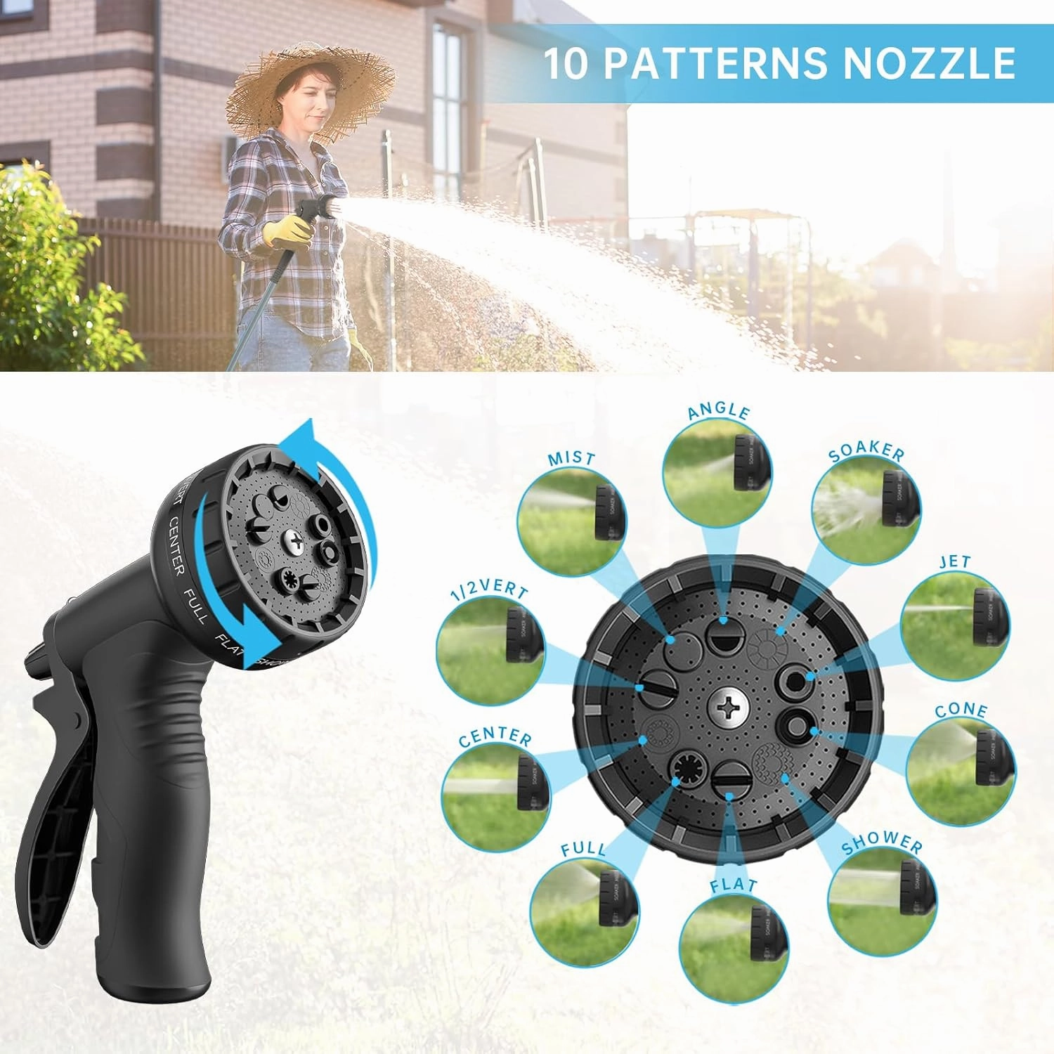 Retractable Garden Hose Reel,1/2"x 100 FT Wall Mounted Hose Reel,with 9- Function Sprayer Nozzle,Any Length Lock/Slow Return System/Wall Mounted/180°Swivel Bracket.