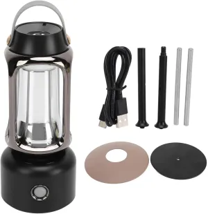 Retro Camping Lantern Portable 160LM Long Distance Lighting with 4 Non Slip Pads Tent Lamp for Emergency Mountaineering ABS Matte Black 110x110x294mm