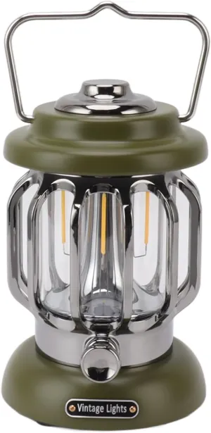 Retro Camping Light, Adjustable Brightness Portable Hook Long Battery Life Outdoor Retro Tent Bulb for Yard Terrace Lawn (OD Green)