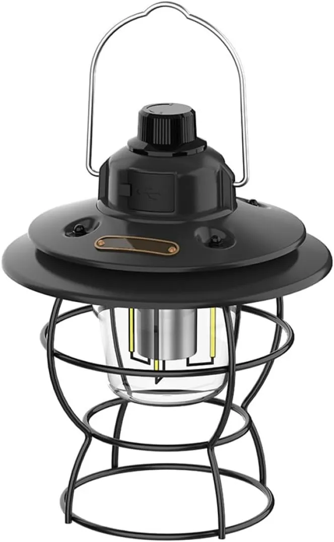 Retro Camping Light USB Rechargeable Camping Lantern Portable Tent Light for Travel Fishing Hiking