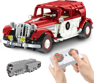 Retro Car Building Kit, Red Vintage Car Building Blocks CITROËN 11CV Car Model Display Set Great Collection Gifts for Adults Home Decorations, 916 PCS