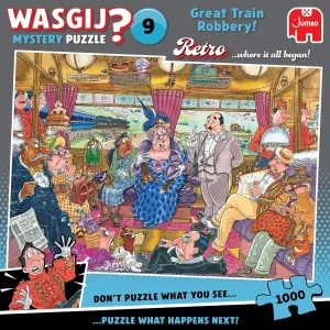 Retro Mystery 9, The Great Train Robbery - Unique 1000 Piece Jigsaw Puzzle for Adults - Colourful, Challenging & Brainteasing Adult Jigsaws - 100% Recycled Cardboard 1000Pc Puzzles - Jumbo
