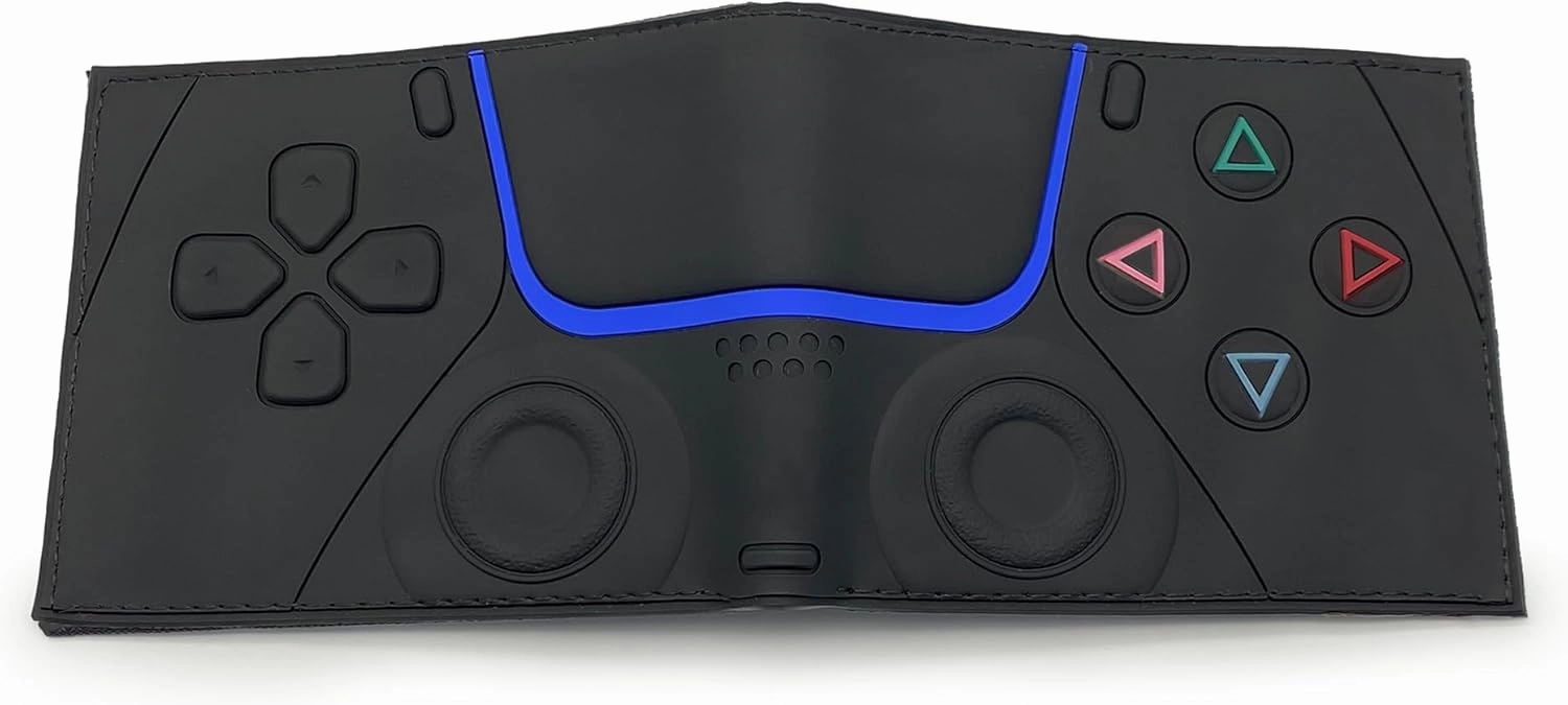 Retro Gamepad-Inspired Boys Wallet - Silicone Surface Material with Classic Game Gamepad Design, Multiple Card Slots and Coin Pocket - Video Game Kids Wallet in Black
