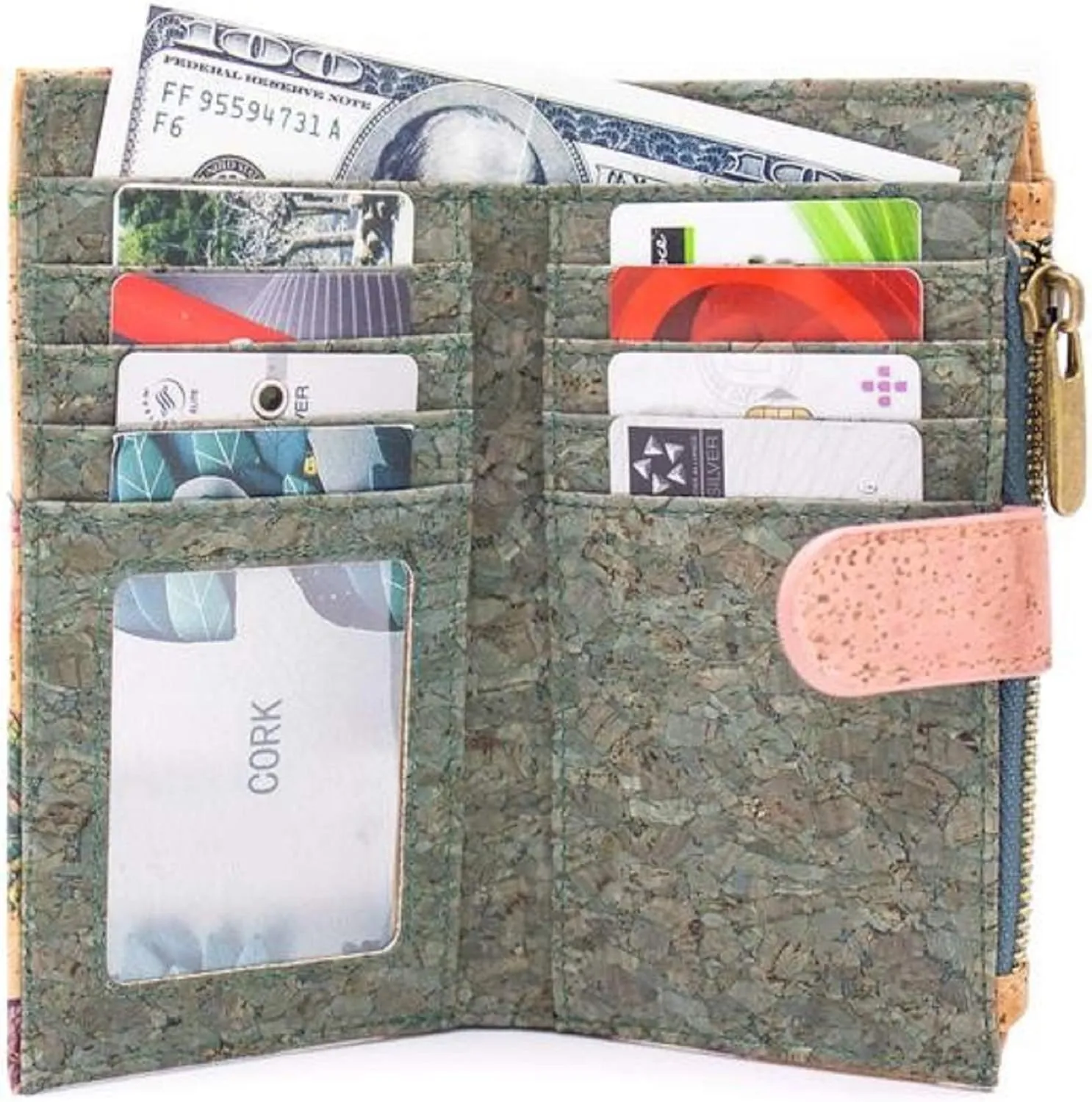 RFID Vegan Cork wallet purse, Handmade Eco Friendly Sustainable gift Lightweight Durable Waterproof zero waste