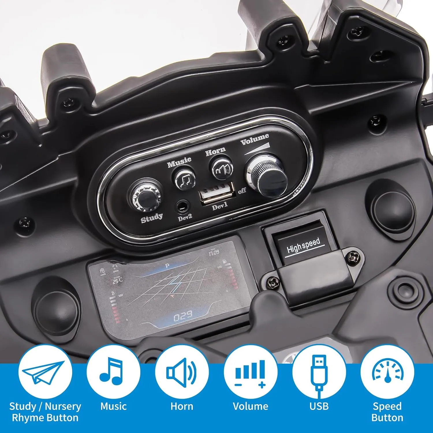 Ride On Car, Licensed BMW Kids Motorcycle, Electric Car for Kids with 12V 7AH Battery, High/Low Speed, LED Headlights, Spring Suspension, EVA Tires, Music Player, Ride-On Toy for Boys & Girls
