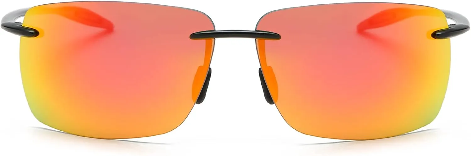 Rimless Polarized Sports Sunglasses for Men Women Driving Running Fishing Golf 100% UV Blocking Glasses Mirror Shades