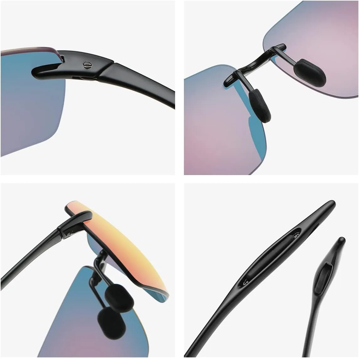 Rimless Polarized Sports Sunglasses for Men Women Driving Running Fishing Golf 100% UV Blocking Glasses Mirror Shades