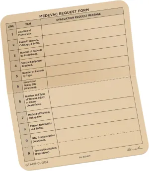 Rite in the Rain All-Weather Combat Card, 9-Line MEDEVAC, 6" x 5", 50 Weatherproof Cards (No. 9L991T)