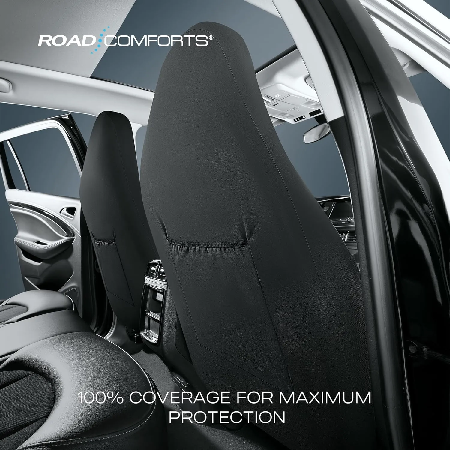 Road Comforts Baja Blanket Seat Covers Gray Diamond High Back Bucket Seat Covers - Jacquard Fabric, Airbag Compatible, Universal Fit for Cars, Trucks, SUVs, and Vans