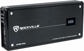 Rockville ATOM P30 2400 Watt 4-Channel Marine/ATV/Car Amplifier Amp Volt Meter