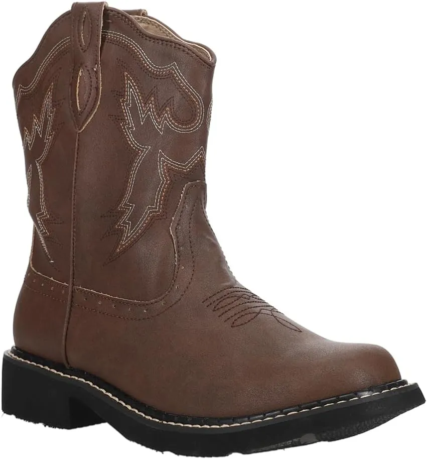 ROPER Womens Chunk Rider Embroidery Round Toe Casual Boots Ankle Low Heel 1-2" - Brown