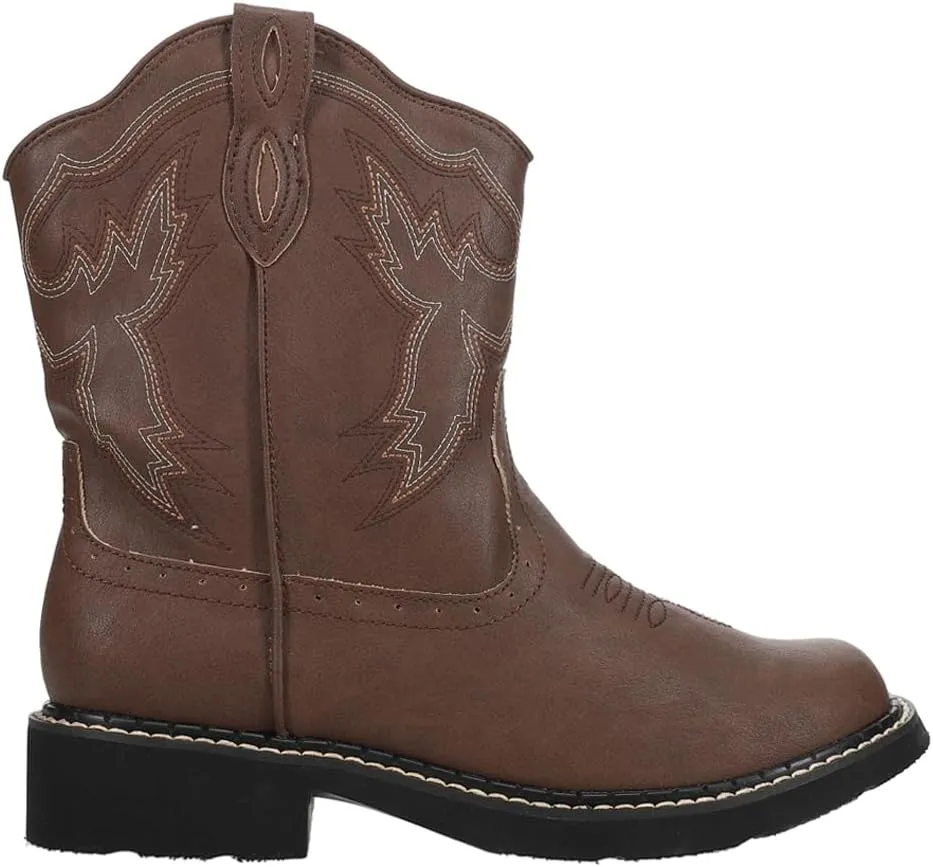 ROPER Womens Chunk Rider Embroidery Round Toe Casual Boots Ankle Low Heel 1-2" - Brown