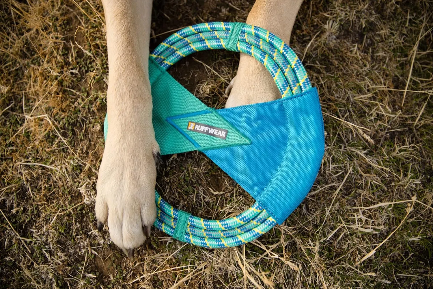 Ruffwear, Pacific Ring Dog Toy, Interactive Fetch and Tug Toy for Playing and Training, Aurora Teal
