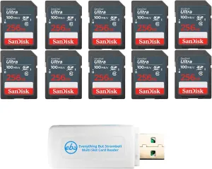 SanDisk 100MB/s SD Ultra 256GB Class 10 SDXC Memory Card SDSDUNR-256G-GN3IN - Bundle with 1 Everything But Stromboli Multi-Slot Memory Card Reader