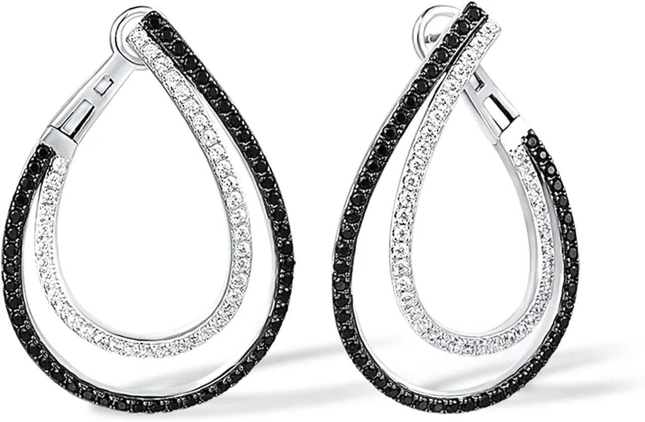 Santuzza 925 Sterling Silver Geometric Hoop Earring Gemstone Cubic Zirconia Fashion Jewelry