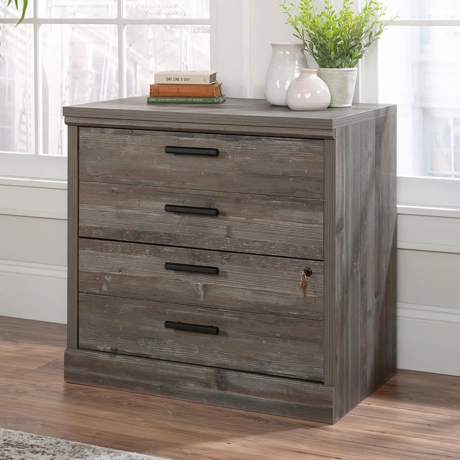 Sauder Aspen Post 2-Drawer Lateral File Cabinet, L: 31.26" x W: 19.45" x H: 29.72", Pebble Pine