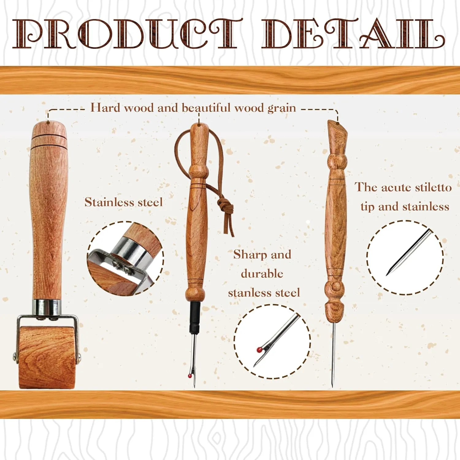 Savina Set 3 Seam Rippers - Seam Roller & Stiletto for Sewing - Handmade Hard Wood Professional Multipurpose Durable for Sewing/Quilting