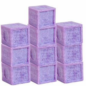Savon De Marseille - French Soap Cube Made with Pure Organic Olive Oil - Lavender Fragrance - Body and Hand Wash - Moisturising and Nourishing - 10.6oz Cubes - Set of 10