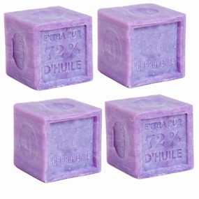 Savon De Marseille - French Soap Cube Made with Pure Organic Olive Oil - Lavender Fragrance - Body and Hand Wash - Moisturising and Nourishing - 10.6oz Cubes - Set of 4