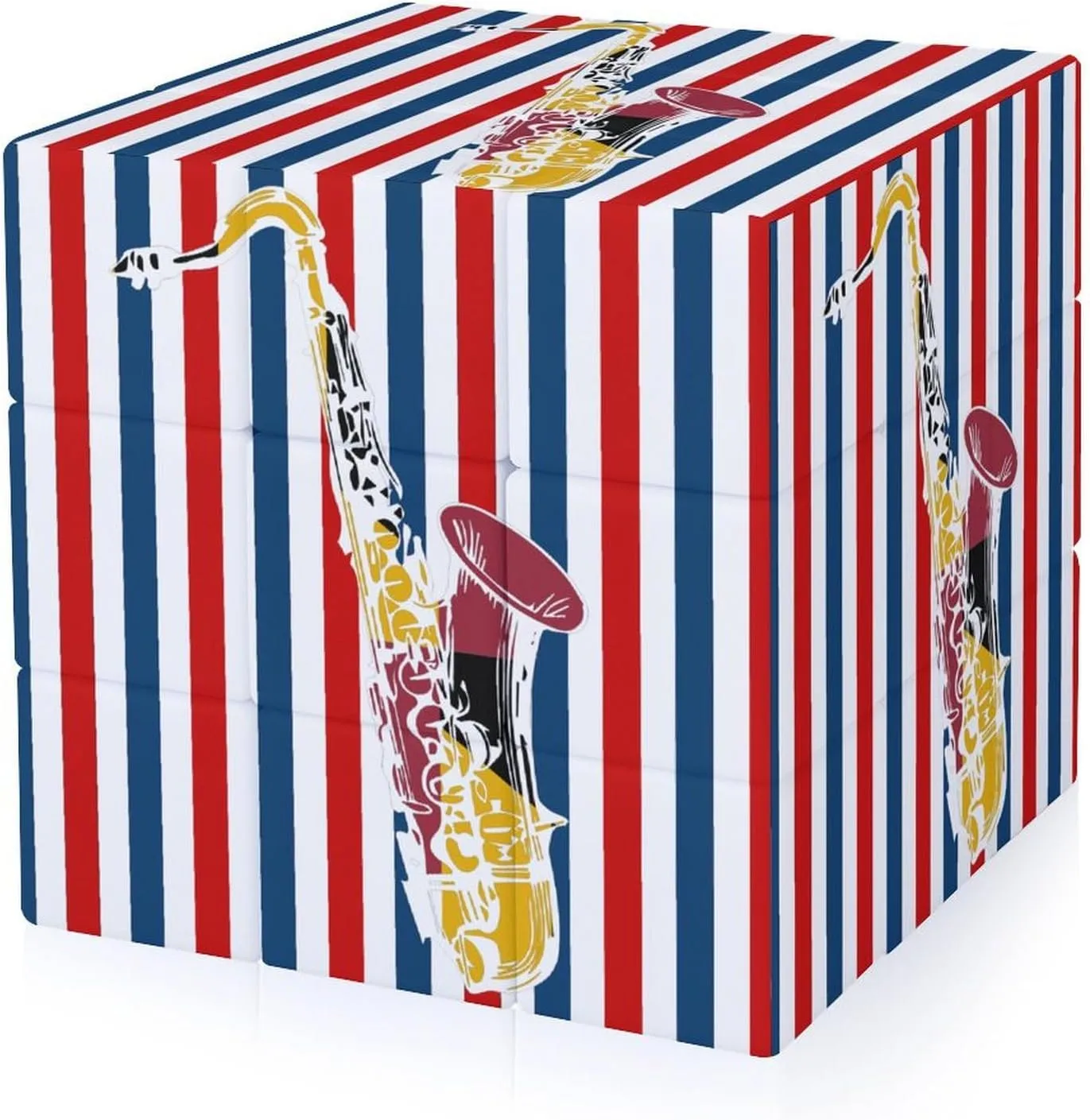 Saxophone Maryland Flag Adults 3x3x3 Color-Matching Smooth Fully Printed Cube Gift