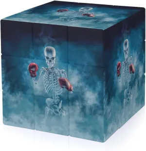 Scary Fighter Skeleton Wearing Boxing Gloves Full Printing 3x3 Fidget Cube Stress Relief Magic Speed Cube for Adults