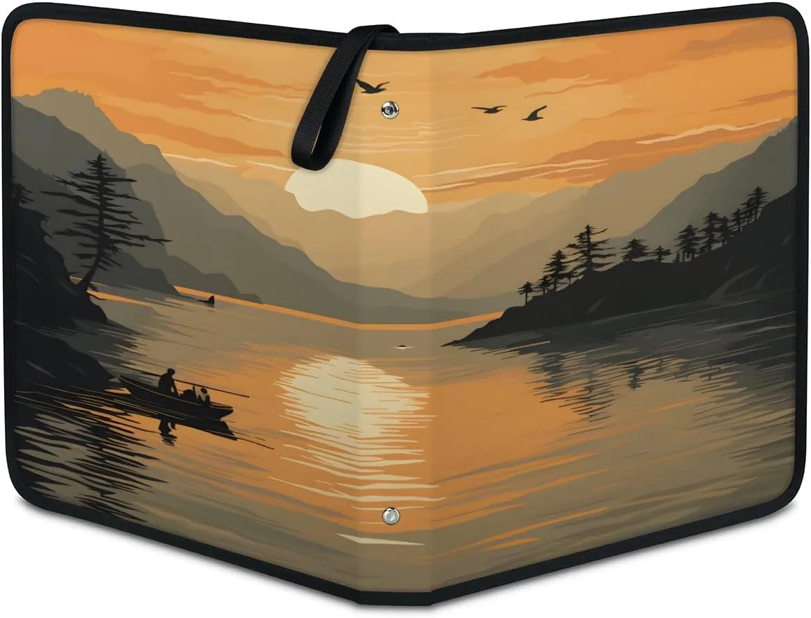 Scenic Sunset 3 Ring Trading Zipper Binder Strap, Trading Card Binder 4 Pocket, 400 Pockets Card Holder with 50 Removable Sleeves for Game Cards