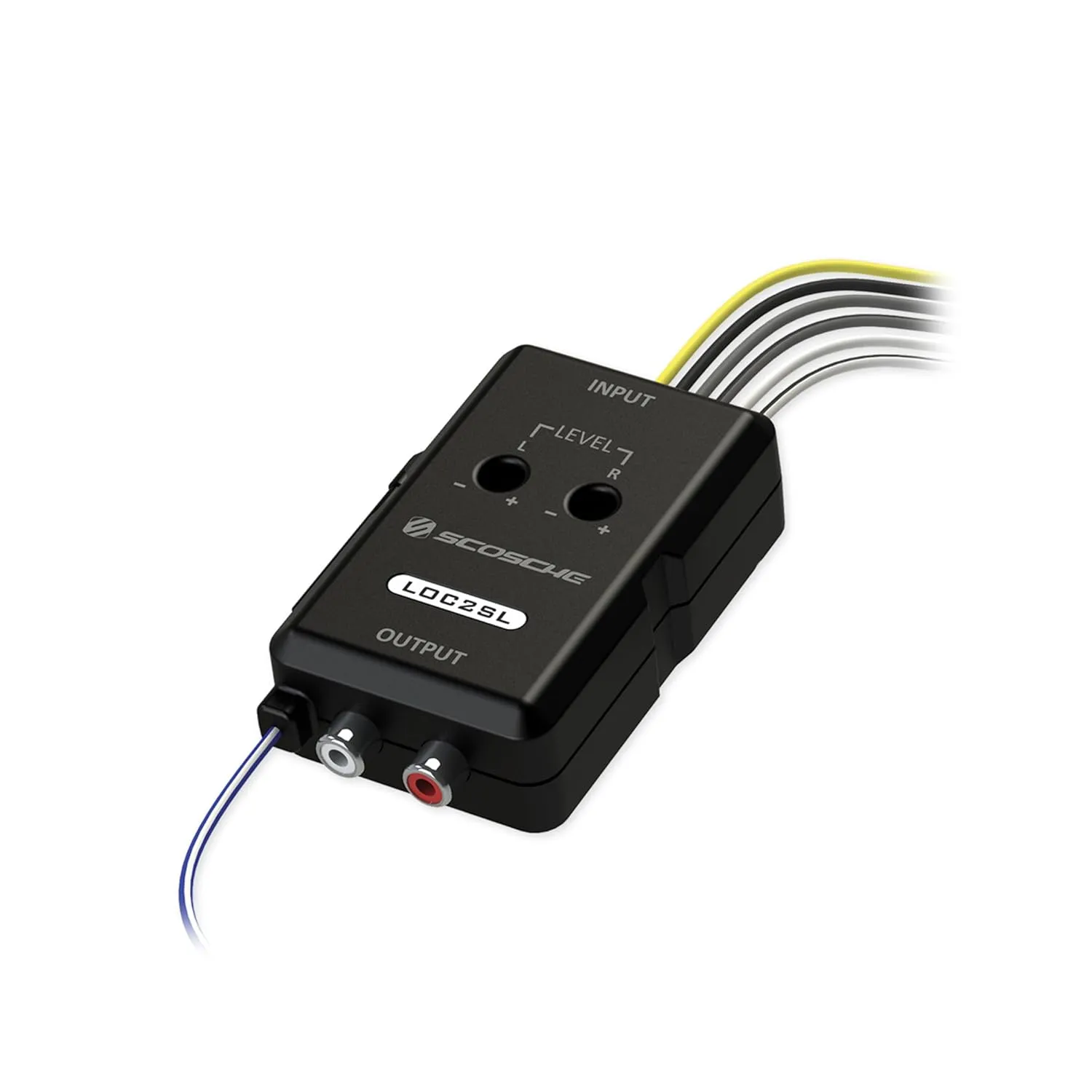 Scosche LOC2SL Line Output Converter with Remote Control Knob - 2CH High/Low RCA Converter Car Audio - Ideal for Subwoofer Amp - Line Level Converter for Car Stereo - Easy Installation - Quality Sound