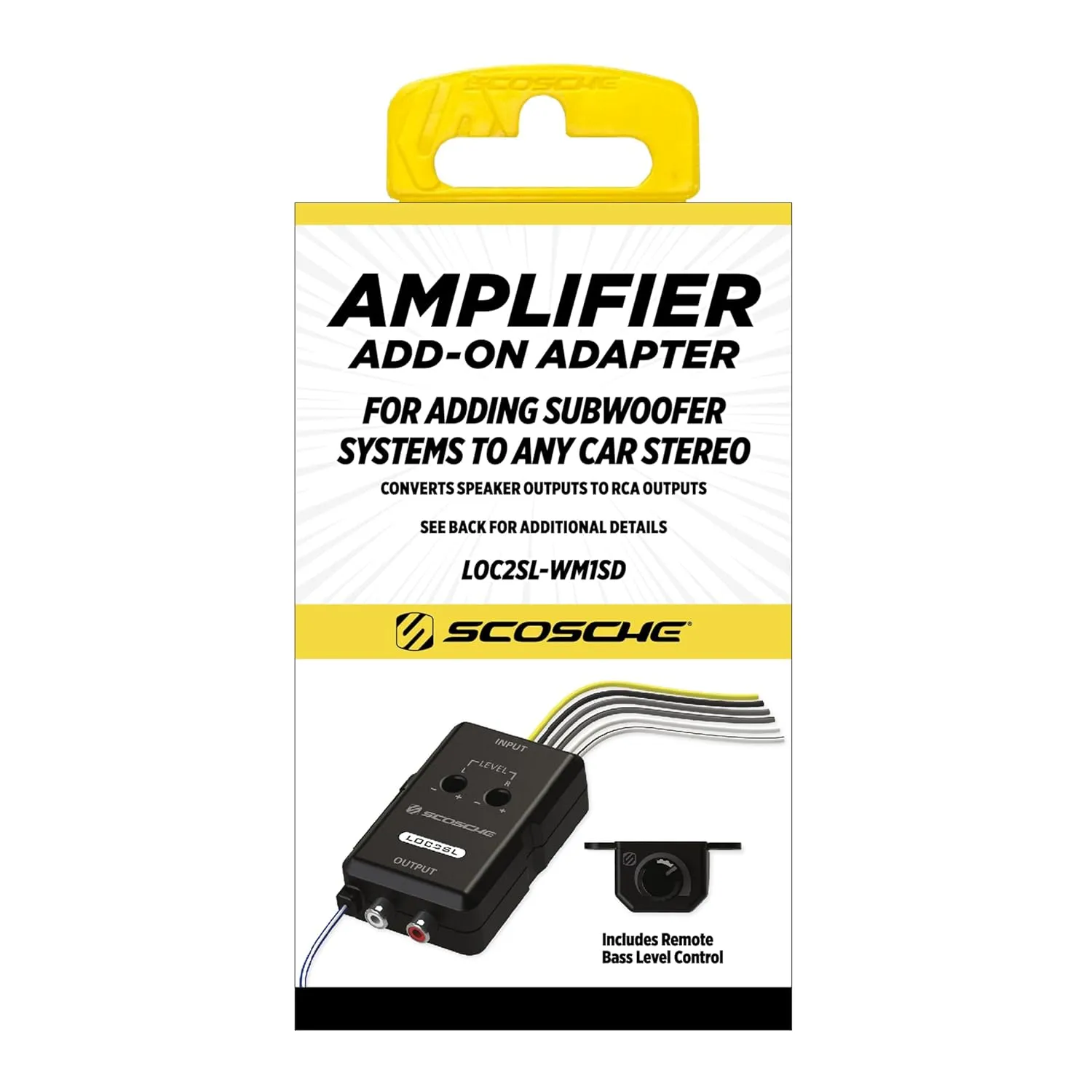 Scosche LOC2SL Line Output Converter with Remote Control Knob - 2CH High/Low RCA Converter Car Audio - Ideal for Subwoofer Amp - Line Level Converter for Car Stereo - Easy Installation - Quality Sound