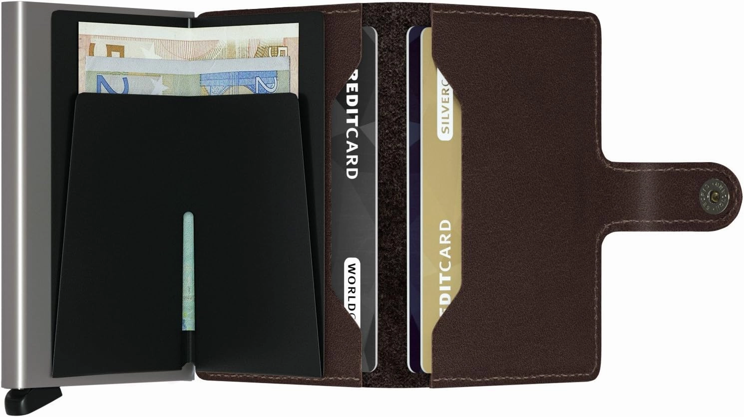 Secrid Men Mini Wallet Genuine Leather Vintage RFID Safe Card Case for max 12 cards 16mm slim Light Brown