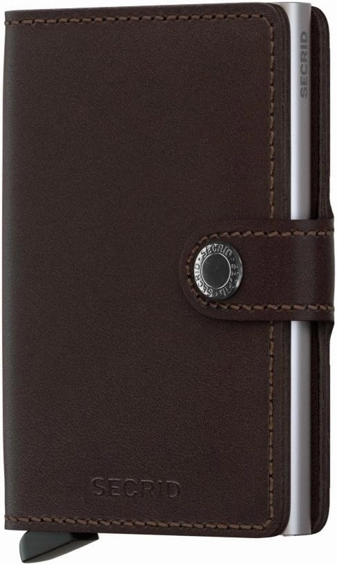 Secrid Men Mini Wallet Genuine Leather Vintage RFID Safe Card Case for max 12 cards 16mm slim Light Brown