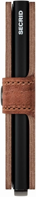 Secrid Men Mini Wallet Genuine Leather Vintage RFID Safe Card Case for max 12 cards 16mm slim Light Brown