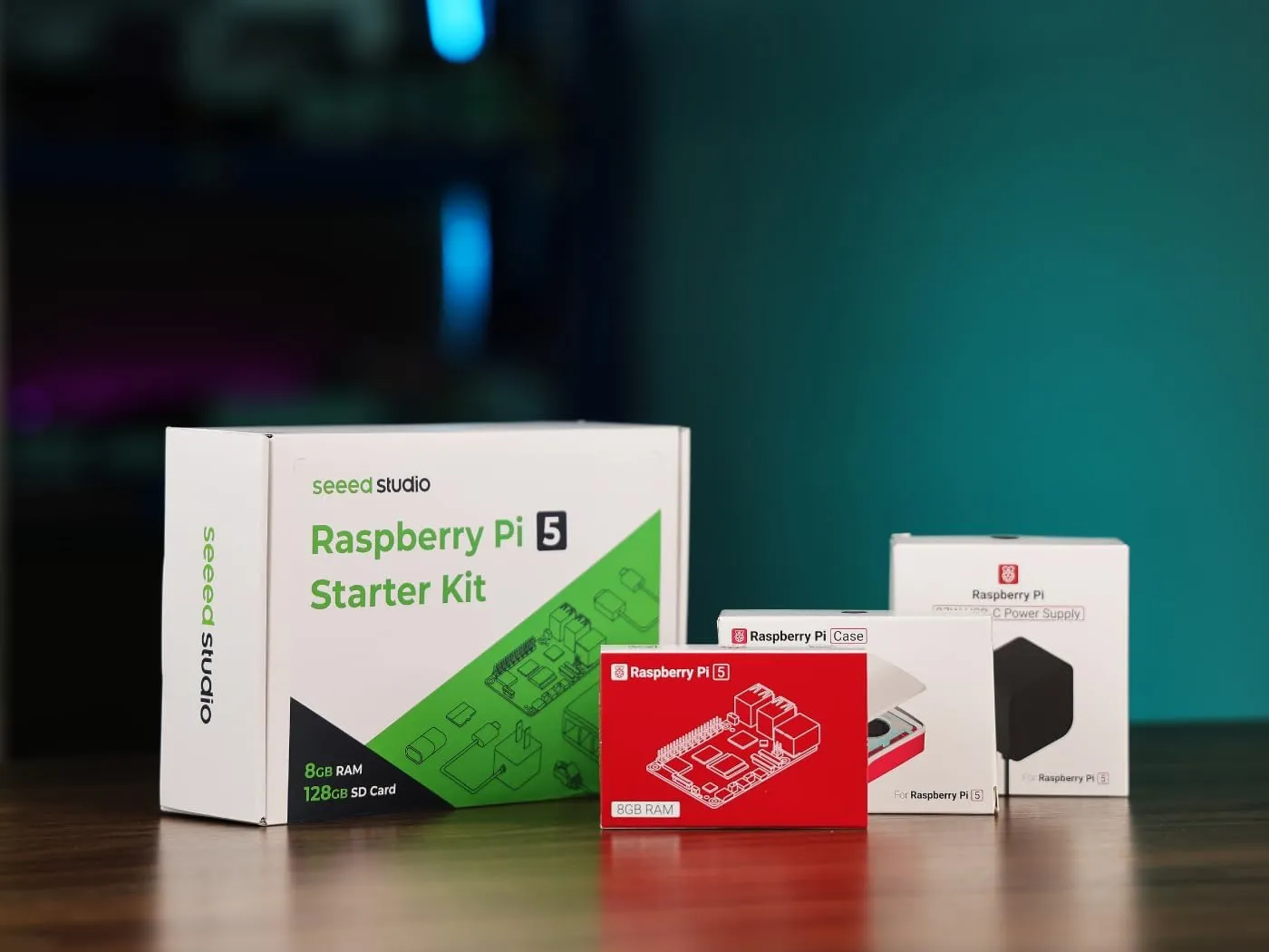 Seeed Studio Raspberry Pi 5 Starter Kit - 8GB RAM, Official Pi 5 case with Active Cooler, 128GB SD Card with pre-Installed Raspberry Pi OS, Official 27W Power Supply, HDMI Cable (1.5M), Network Cable