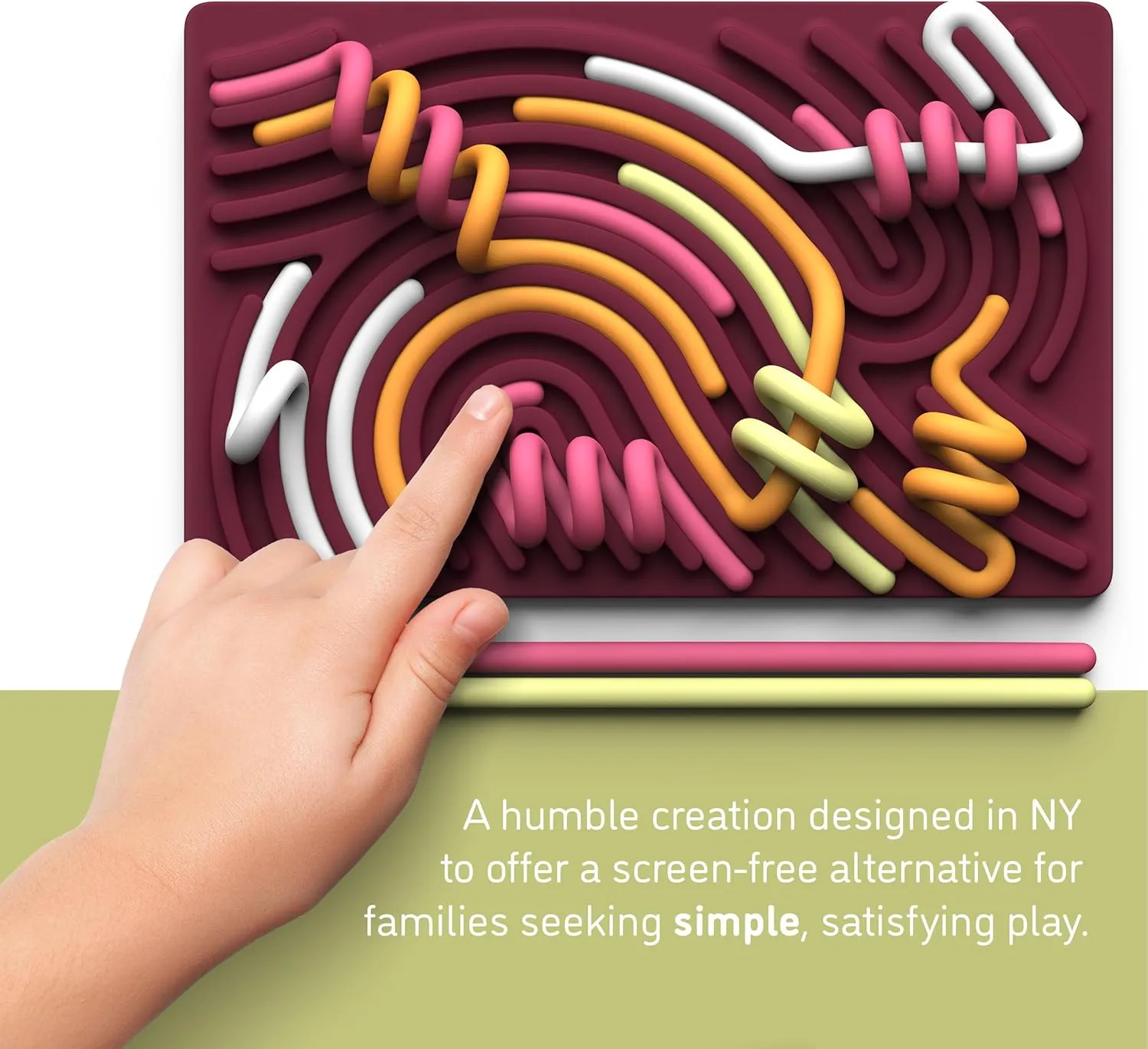Sensory Activity Board: Silicone Fidget Toy for Calming, Stress, Anxiety, ADHD & Autism | Silent, No Mess | Kids 3  & Adults | Includes Portable Travel Bag & 11 Strings