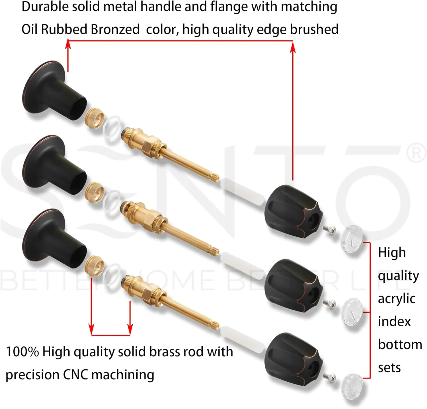SENTO Bathtub and Shower 3 Handle Tub Trim Set For Price Pfister Faucets Bathtub Shower, Easy Installation, Heavy Duty Metal, Oil Rubbed Bronze