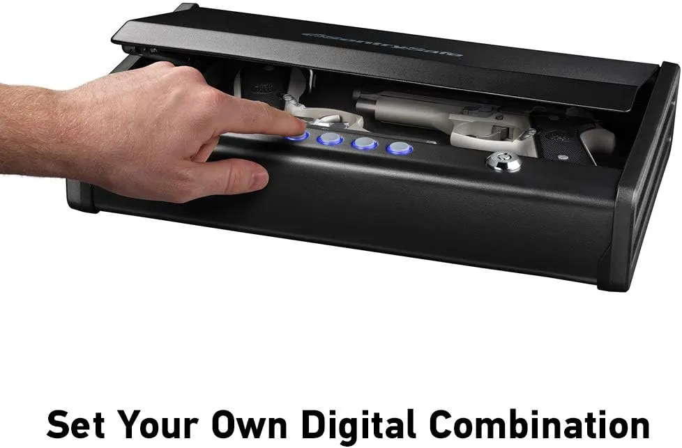 SentrySafe Gun Safe with Digital Keypad Lock, Pistol Safe with Capacity for Two Handguns, Firearm Storage with Bolt Down Kit for Home, Car, QAP2E