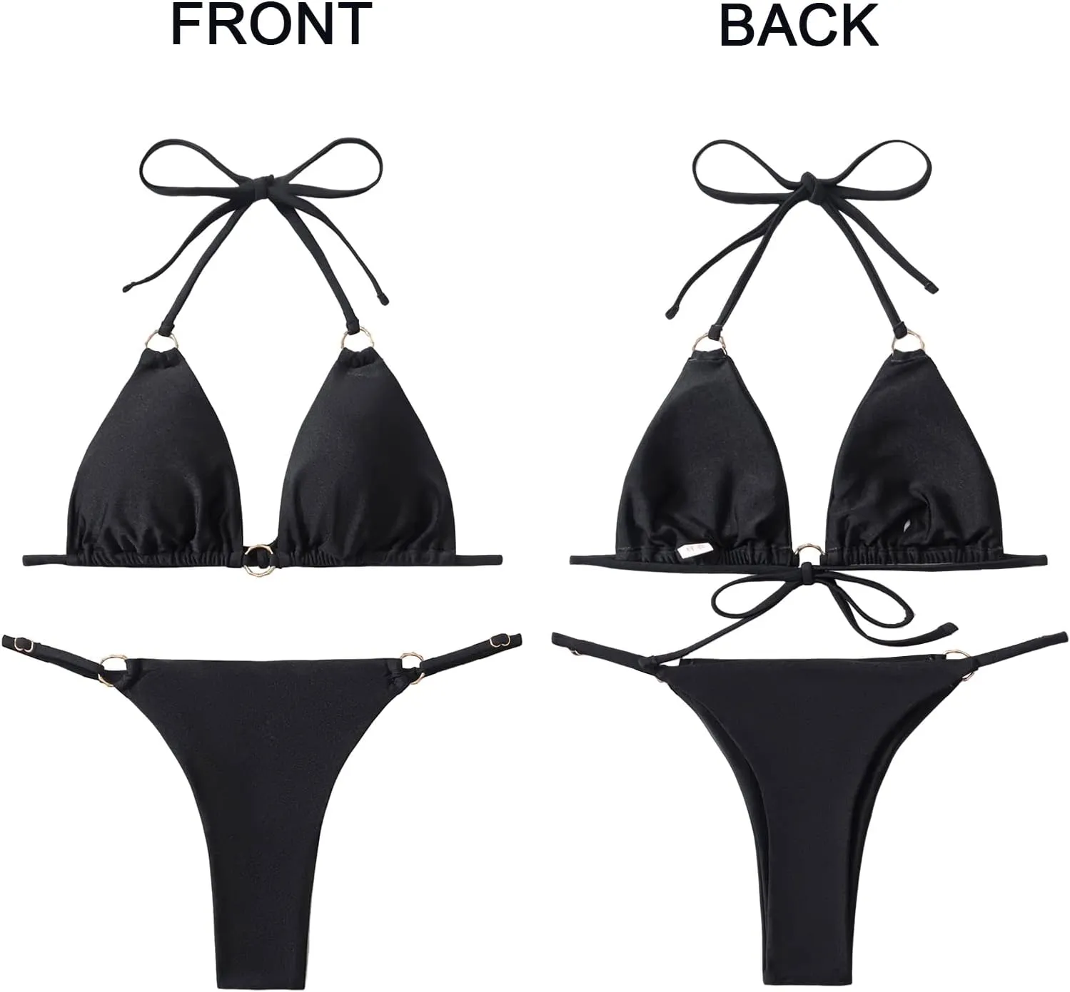 Sexy Bikinis for Women 2 Piece Bikini Spaghetti Strap Swimsuits Solid Color Bathing Swimwear Triangle Bathing Suit