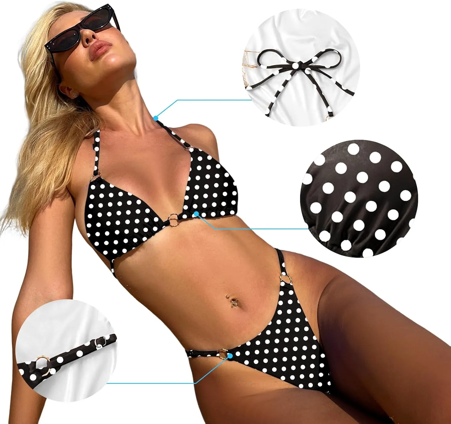 Sexy Bikinis for Women 2 Piece Bikini Spaghetti Strap Swimsuits Solid Color Bathing Swimwear Triangle Bathing Suit