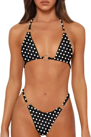 Sexy Bikinis for Women 2 Piece Bikini Spaghetti Strap Swimsuits Solid Color Bathing Swimwear Triangle Bathing Suit